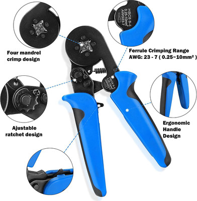 AS TOOL CENTER Crimper Plier HSC8 6-4 Self-Adjustable Crimping Tools Used for 0.25-6.0mm2 HSC8 6-4 AWG23-7 Wire Stripper Self Adjusting Manual Crimper