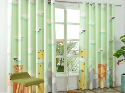 S VEERA 154 cm (5 ft) Polyester Room Darkening Window Curtain (Pack Of 2)(3D Printed, Light Green)