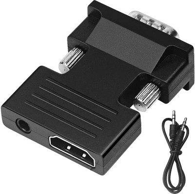 microware TV-out Cable HDMI to VGA Adapter, HDMI to VGA Audio Output Cable Computer Set-top Box Converter Connector Adapter, Including +3.5mm Stereo Cable(Black, For TV)