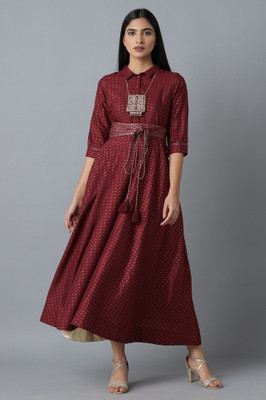 W Women Maxi Maroon Ankle Length Dress