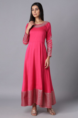 W Women Fit and Flare Multicolor Ankle Length Dress