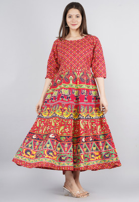 Drashti Textiles Anarkali Gown(Red)