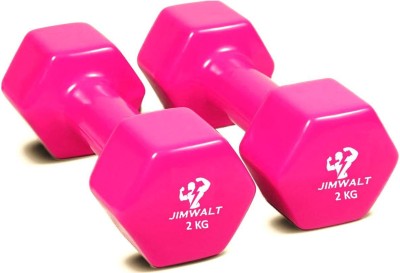 JIMWALT Vinyl Coated (2Kg*2 = 4Kg) Pink Fixed Weight Dumbbell(4 kg)