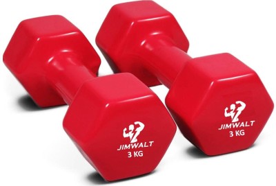 JIMWALT Vinyl Coated (3Kg*2 = 6Kg) Red Fixed Weight Dumbbell(6 kg)