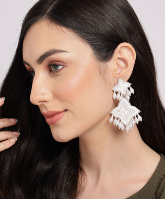 SOHI Pearl And Bead Drop Earrings Fabric Drops & Danglers