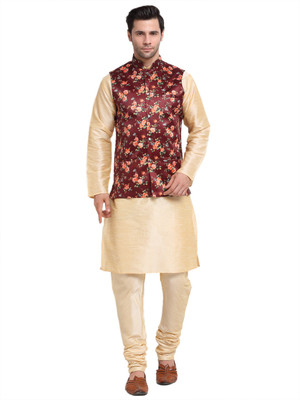 kraft india Men Kurta Churidar Ethnic Jacket Set