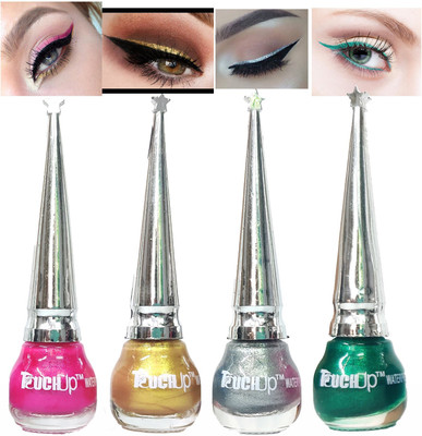 touchup Smudge proof Glitter Liquid Eyeliner set of 4, 5ml Each, Pink, Gold, Silver and Green 20 ml(Multicolor)