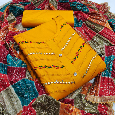 SANHANI Cotton Blend Embroidered, Printed Salwar Suit Material