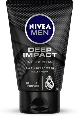NIVEA MEN , Deep Impact Intense Clean, for Beard & Face, with Black Carbon, Face Wash