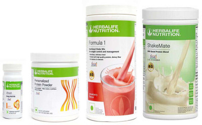 HERBALIFE FORMULA-1 STRAWBERRY -500g+ PROTEIN POWDER-400g+SHAKEMATE-500+PEACH -50g Combo(STRAWBERRY -500g, PROTIEN POWDER- 200g, AFRESH PEACH- 50g, SHAKE MATE-500g)