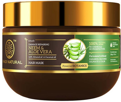 KHADI NATURAL Neem & Aloevera with Almond Oil & Coconut Oil, Hair Mask - POWERED BOTANICS(200 ml)