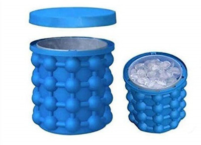 ActrovaX 1 L Plastic, Silicone XII®-244-GT-Space Saving Ice Cube Maker Ice Bucket(Blue)