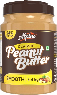 ALPINO Classic Peanut Butter Smooth 2.4 KG | High Protein Peanut Butter Creamy |Vegan 2400 g