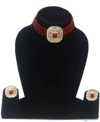 Aksh Enterprises Alloy Gold-plated Red Jewellery Set(Pack of 1)