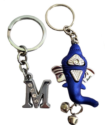 ShopTalk Lord Ganesha With Alphabet letter M Key Chain