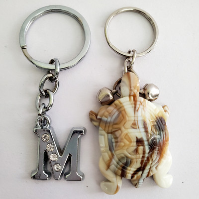 ShopTalk Marble Tortoise With alphabet Letter M Key Chain