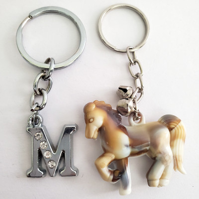 ShopTalk Marble Finish Horse With Alphabet Letter M Key Chain