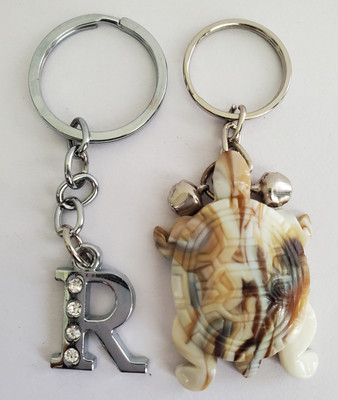 ShopTalk Marble Finish Tortoise With Alphabet Letter R Key Chain