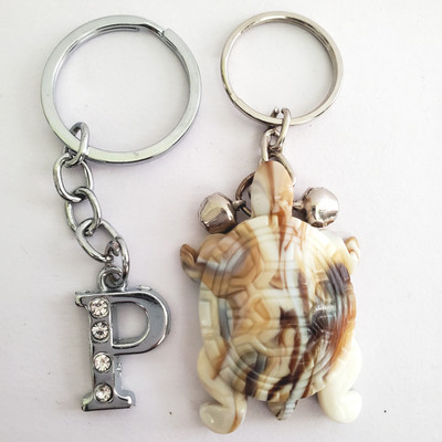 ShopTalk Marble Finish Tortoise With Alphabet Letter P Key Chain