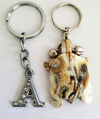 ShopTalk Marble Finish Tortoise With Alphabet letter A Key Chain