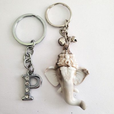 ShopTalk Marble Finish Lord Ganesha With Alphabet Letter P Key Chain