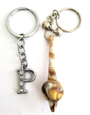 ShopTalk Marble Finish Hanuman Gada With Alphabet Letter P Key Chain