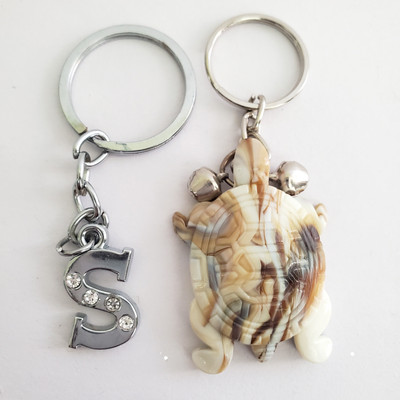 ShopTalk Marble Finish Tortoise With Alphabet Letter S Key Chain