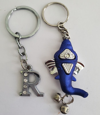 ShopTalk Lord Ganesha With Alphabet Letter R Key Chain
