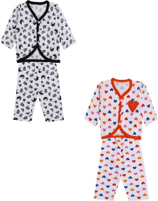 babeezworld Kids Nightwear Baby Boys & Baby Girls Printed Cotton(Multicolor Pack of 2)