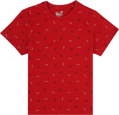 PROTEENS Boys Printed Pure Cotton T Shirt(Red, Pack of 1)