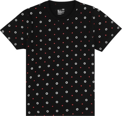 PROTEENS Boys Printed Pure Cotton T Shirt(Black, Pack of 1)