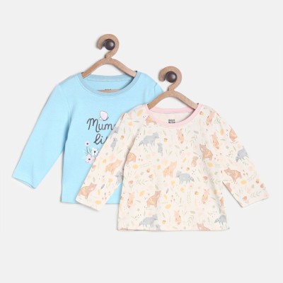 MINI KLUB Baby Girls Pure Cotton A-line Top(Multicolor, Pack of 2)