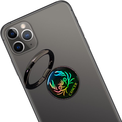 Swap-n-Snap 360° Holo-Ring Mobile Holder With ZODIAC DESIGN- CANCER Changeable Logo Magnet , Selfie Grip, Handsfree Stand, Universal Metallic Dock Mobile Holder Mobile Holder