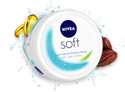 NIVEA Soft Light Moisturizer for Face Hand Body Non-Sticky Cream with Vitamin E Jojoba Oil100 ml