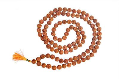 Firmus 108 Beads Rudraksha Mala/5 Mukhi Jaap Mala for Puja, Jaap - Pack of 1 (Brown) Beads Mother of Pearl Layered