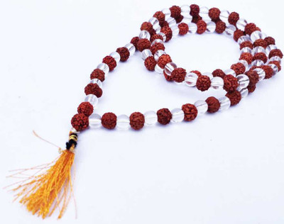 Janki Retails Rudraksha Sphatik Mala 108+1 Beads Necklace Crystal Crystal Chain Wood Chain Wood, Crystal Chain Janki Retails Rudraksha Sphatik Mala 108+1 Beads Necklace Crystal Crystal Chain Wood Chain Wood, Crystal Chain