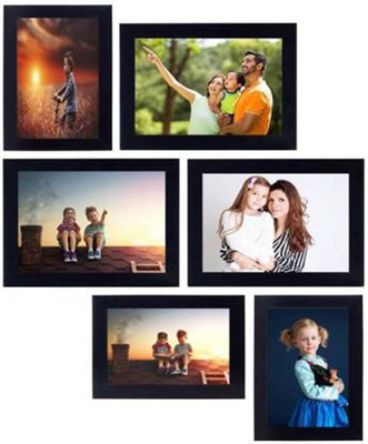 AG CRAFTS TM MDF Wall Photo Frame(Black, 6 Photo(s), 4X6-3, 5X7-3)
