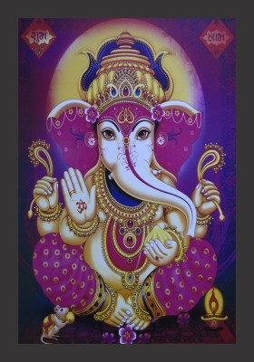 MHridayCraft MHC- Ganesh ji-29 Digital Reprint 12 inch x 9 inch Painting(With Frame)