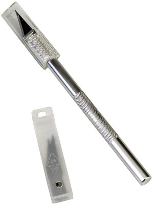 ChiggiWiggi 1 Detail Pen Cutter 5 Blades Metal Grip Hand-held Paper Cutter(Set Of 1, Silver)