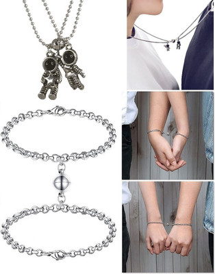 ruby collection Forever Matching Bracelets And Astronaut Pendant Stainless Steel