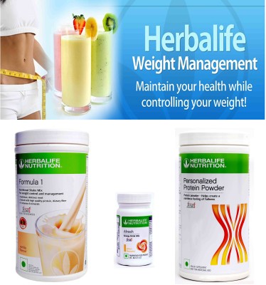 Herbalife Nutrition Formula 1 Weight Loss Combo ( Formula 1 Vanilla ,Protein 400 gm,Afresh Lemon ) Plant-Based Protein(950 g, Vanilla)