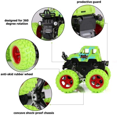 ARVANA Manual 360 Degree Stunt Car Friction Powered Cars Push go Truck for Toddlers Kids, Child, baby Gift Baby Boys Games Mini Monster Truck Pull Back Cars Toys, Mini Monster Racing Truck Toy Rubber Tires Toy New Collection Toy Car Truck for baby, kids action figure Mini Car Monster Truck Multi Col