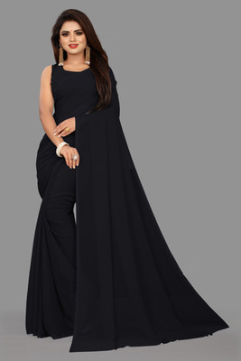 JV ENTERPRISE Striped Bollywood Chiffon Saree(Black)