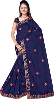 Pbs Prints Embroidered Bollywood Silk Blend, Chiffon Saree(Blue)