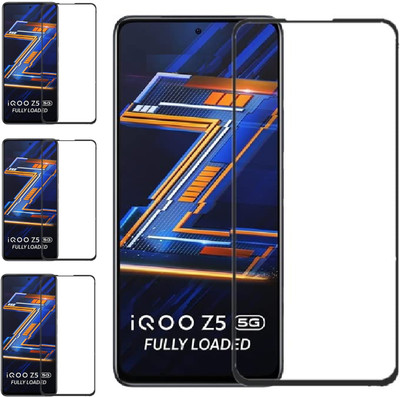 ISAAK Edge To Edge Tempered Glass for Vivo iQOO Z5 5G Edge to Edge, Full Glue, 11D Tempered Glass(Pack of 4)