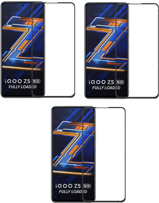 ISAAK Edge To Edge Tempered Glass for Vivo iQOO Z5 5G Edge to Edge, Full Glue, 11D Tempered Glass(Pack of 3)