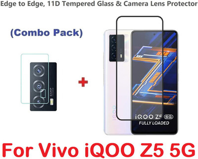 ValueShop Edge To Edge Tempered Glass for Vivo iQOO Z5 5G Edge to Edge, 11D Tempered Glass & Camera Lens Protector(Pack of 2)