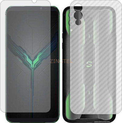ZINGTEL Front and Back Screen Guard for XIAOMI MI BLACK SHARK 2 PRO (Front Matte Finish & Back 3d Carbon Fiber)(Pack of 2)