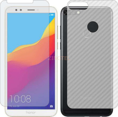 ZINGTEL Front and Back Screen Guard for HONOR 7C (Front Matte Finish & Back 3d Carbon Fiber)(Pack of 2)