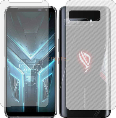 ZINGTEL Front and Back Screen Guard for ASUS ROG PHONE 3 (Front Matte Finish & Back 3d Carbon Fiber)(Pack of 2)
